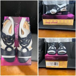 Easy Street Black and White Sandals